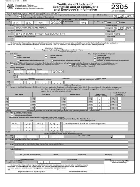 bir form 2305 online registration